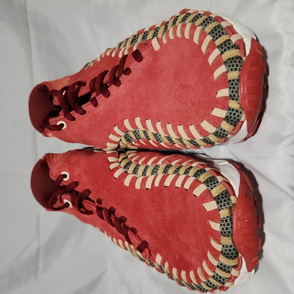 NIKE Air Footscape Woven Chuka Knit Red Suede Sneakers Size 11. - Picture 8 of 11